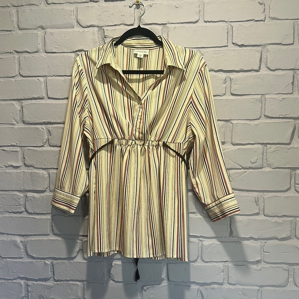 NWOT Motherhood Maternity Cream Striped Blouse size XL